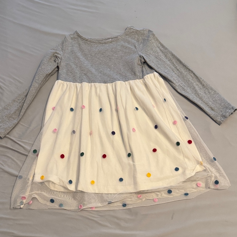 Hanna Andersson Gray and White Dress with Colorful Dots